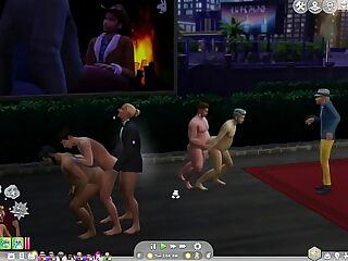 Gay Sims engage in wild orgy with frenzied passion.